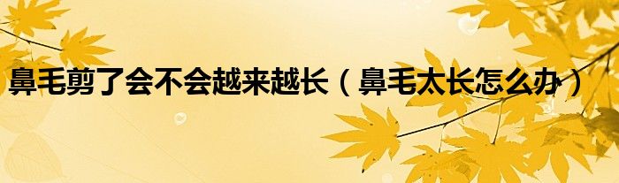 鼻毛剪了会不会越来越长（鼻毛太长怎么办）