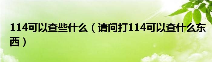 114可以查些什么（请问打114可以查什么东西）