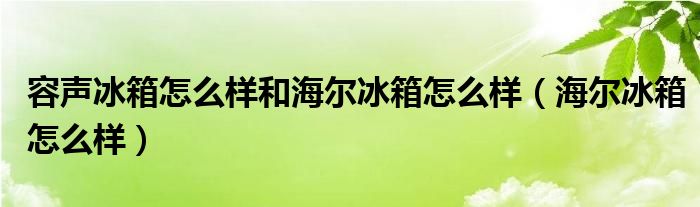 容声冰箱怎么样和海尔冰箱怎么样（海尔冰箱怎么样）