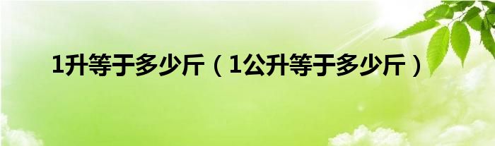 1升等于多少斤（1公升等于多少斤）