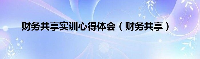 财务共享实训心得体会（财务共享）