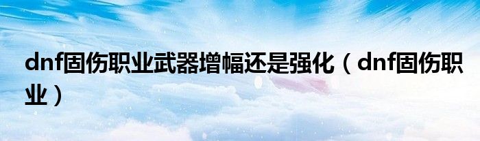 dnf固伤职业武器增幅还是强化（dnf固伤职业）