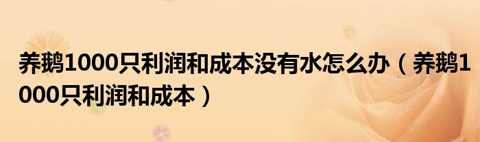 养鹅1000只利润和成本没有水怎么办（养鹅1000只利润和成本）