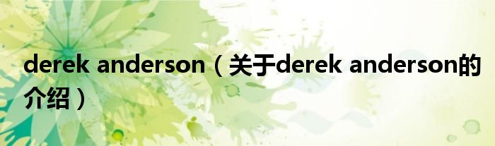 derek anderson（关于derek anderson的介绍）