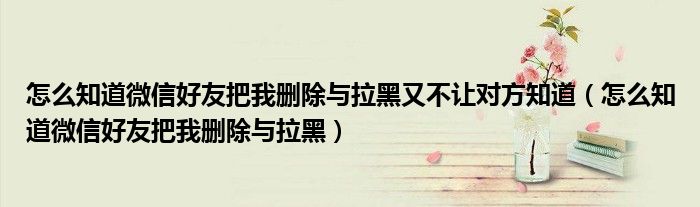 怎么知道微信好友把我删除与拉黑又不让对方知道（怎么知道微信好友把我删除与拉黑）