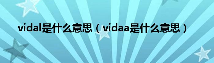 vidal是什么意思（vidaa是什么意思）