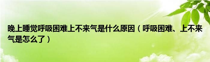 晚上睡觉呼吸困难上不来气是什么原因（呼吸困难、上不来气是怎么了）