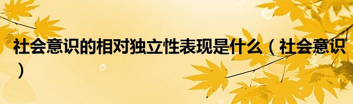 社会意识的相对独立性表现是什么（社会意识）