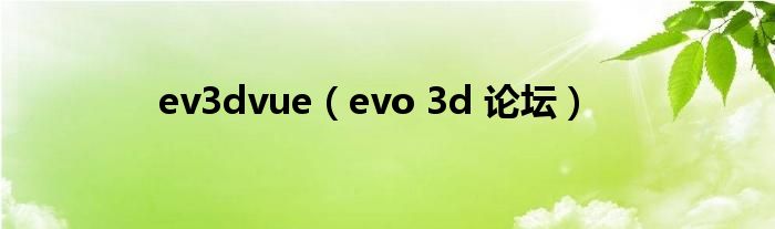 ev3dvue（evo 3d 论坛）