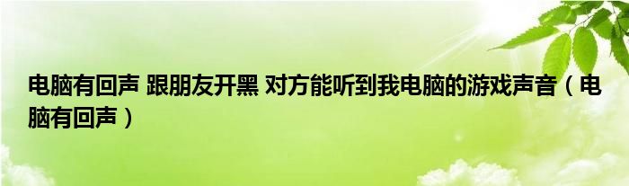 电脑有回声 跟朋友开黑 对方能听到我电脑的游戏声音（电脑有回声）