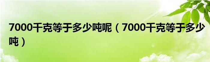 7000千克等于多少吨呢（7000千克等于多少吨）