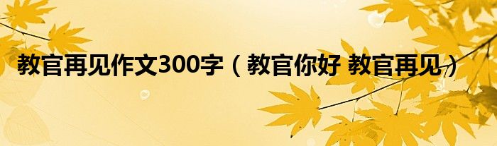 教官再见作文300字（教官你好 教官再见）