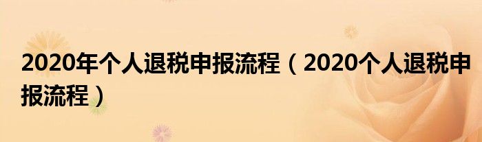 2020年个人退税申报流程（2020个人退税申报流程）