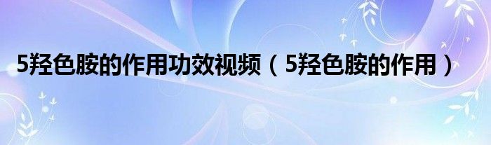 5羟色胺的作用功效视频（5羟色胺的作用）