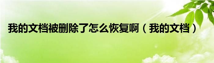 我的文档被删除了怎么恢复啊（我的文档）