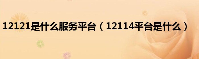 12121是什么服务平台（12114平台是什么）