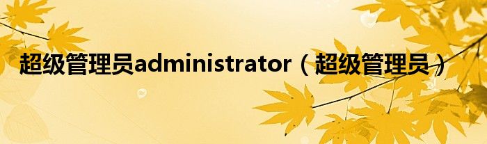 超级管理员administrator（超级管理员）