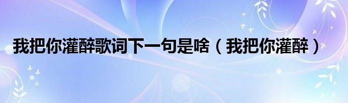 我把你灌醉歌词下一句是啥（我把你灌醉）