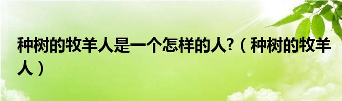 种树的牧羊人是一个怎样的人?（种树的牧羊人）