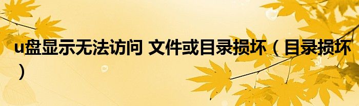 u盘显示无法访问 文件或目录损坏（目录损坏）