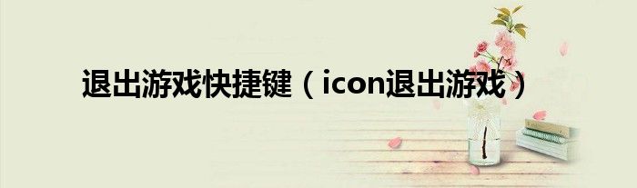 退出游戏快捷键（icon退出游戏）