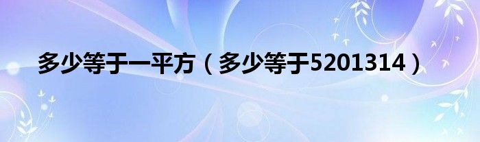 多少等于一平方（多少等于5201314）