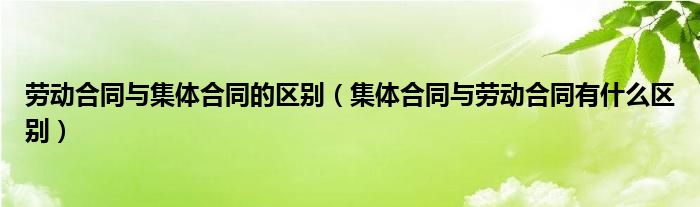 劳动合同与集体合同的区别（集体合同与劳动合同有什么区别）