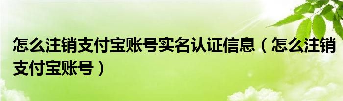 怎么注销支付宝账号实名认证信息（怎么注销支付宝账号）