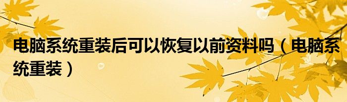 电脑系统重装后可以恢复以前资料吗（电脑系统重装）