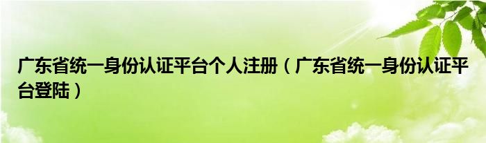 广东省统一身份认证平台个人注册（广东省统一身份认证平台登陆）