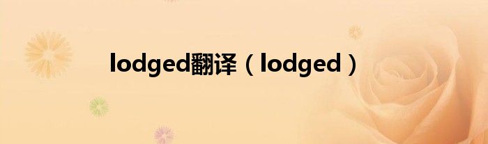 lodged翻译（lodged）