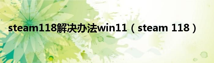 steam118解决办法win11（steam 118）