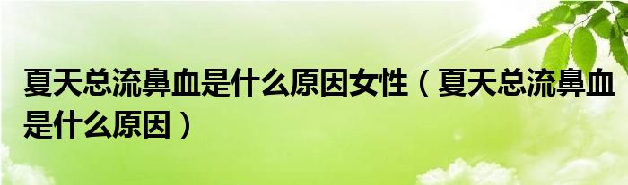 夏天总流鼻血是什么原因女性（夏天总流鼻血是什么原因）