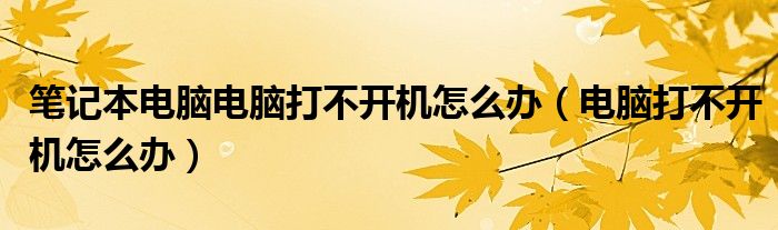 笔记本电脑电脑打不开机怎么办（电脑打不开机怎么办）