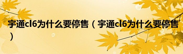 宇通cl6为什么要停售（宇通cl6为什么要停售）