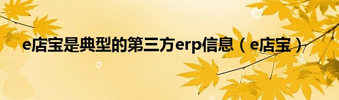 e店宝是典型的第三方erp信息（e店宝）