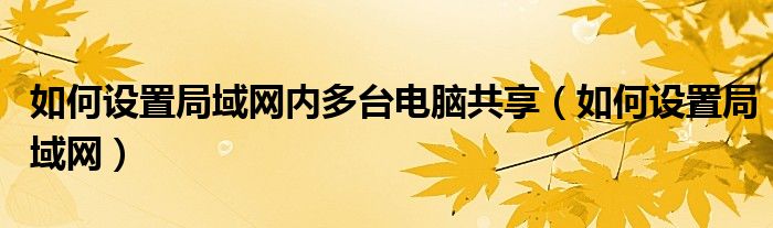 如何设置局域网内多台电脑共享（如何设置局域网）