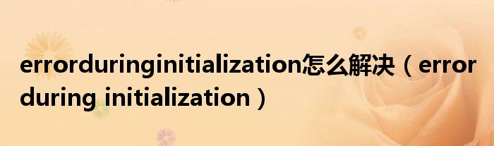 errorduringinitialization怎么解决（error during initialization）