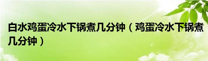 白水鸡蛋冷水下锅煮几分钟（鸡蛋冷水下锅煮几分钟）