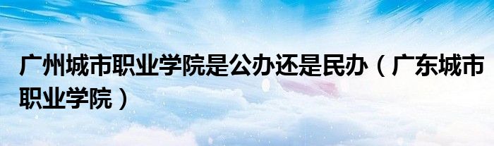 广州城市职业学院是公办还是民办（广东城市职业学院）