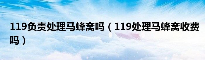 119负责处理马蜂窝吗（119处理马蜂窝收费吗）