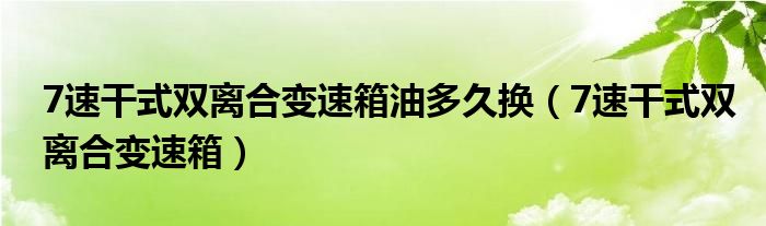 7速干式双离合变速箱油多久换（7速干式双离合变速箱）