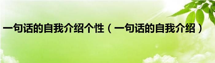 一句话的自我介绍个性（一句话的自我介绍）