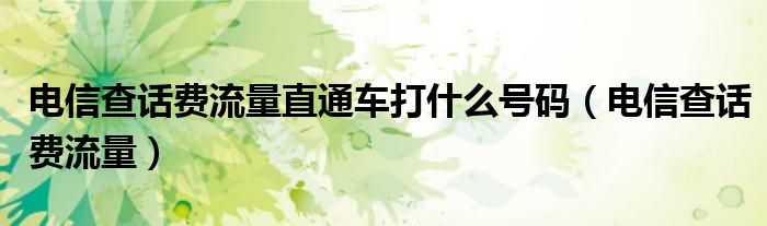 电信查话费流量直通车打什么号码（电信查话费流量）