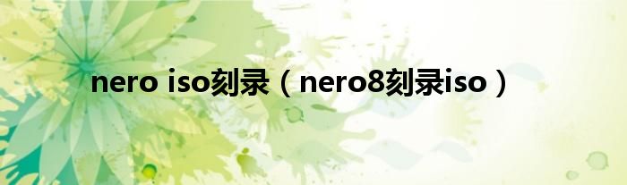 nero iso刻录（nero8刻录iso）