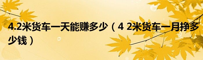 4.2米货车一天能赚多少（4 2米货车一月挣多少钱）