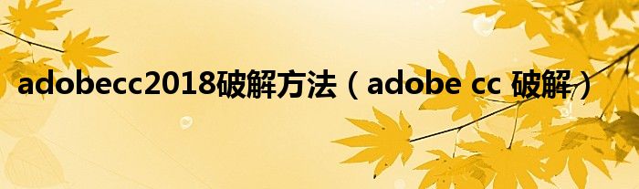 adobecc2018破解方法（adobe cc 破解）