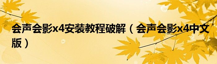 会声会影x4安装教程破解（会声会影x4中文版）