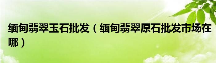 缅甸翡翠玉石批发（缅甸翡翠原石批发市场在哪）