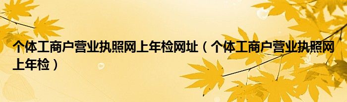 个体工商户营业执照网上年检网址（个体工商户营业执照网上年检）